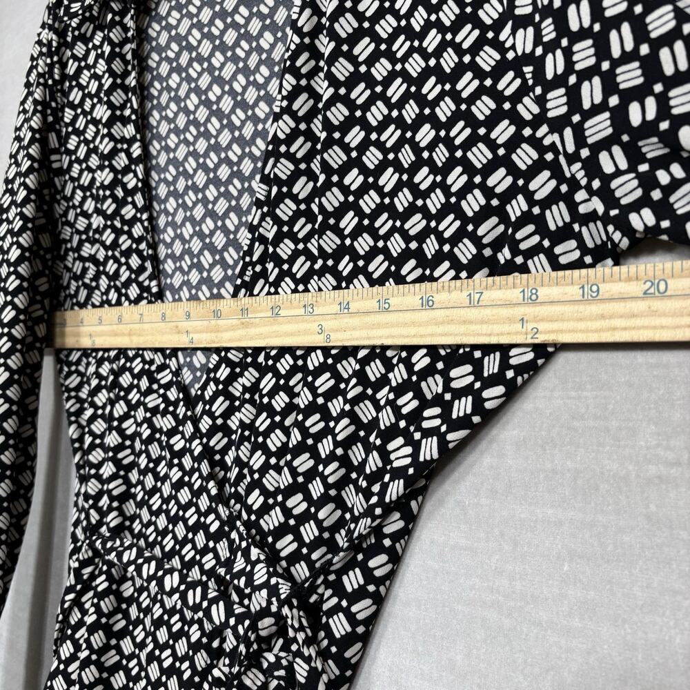 Worthington Womens Geometric Print Wrap Dress Medium Long Sleeve Career Classic - Picture 7 of 9